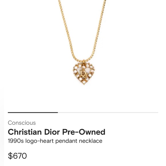 AUTH CHRISTIAN DIOR 90s Open Heart 18k Gold Crystal necklace 16” made in Germany - Picture 9 of 9